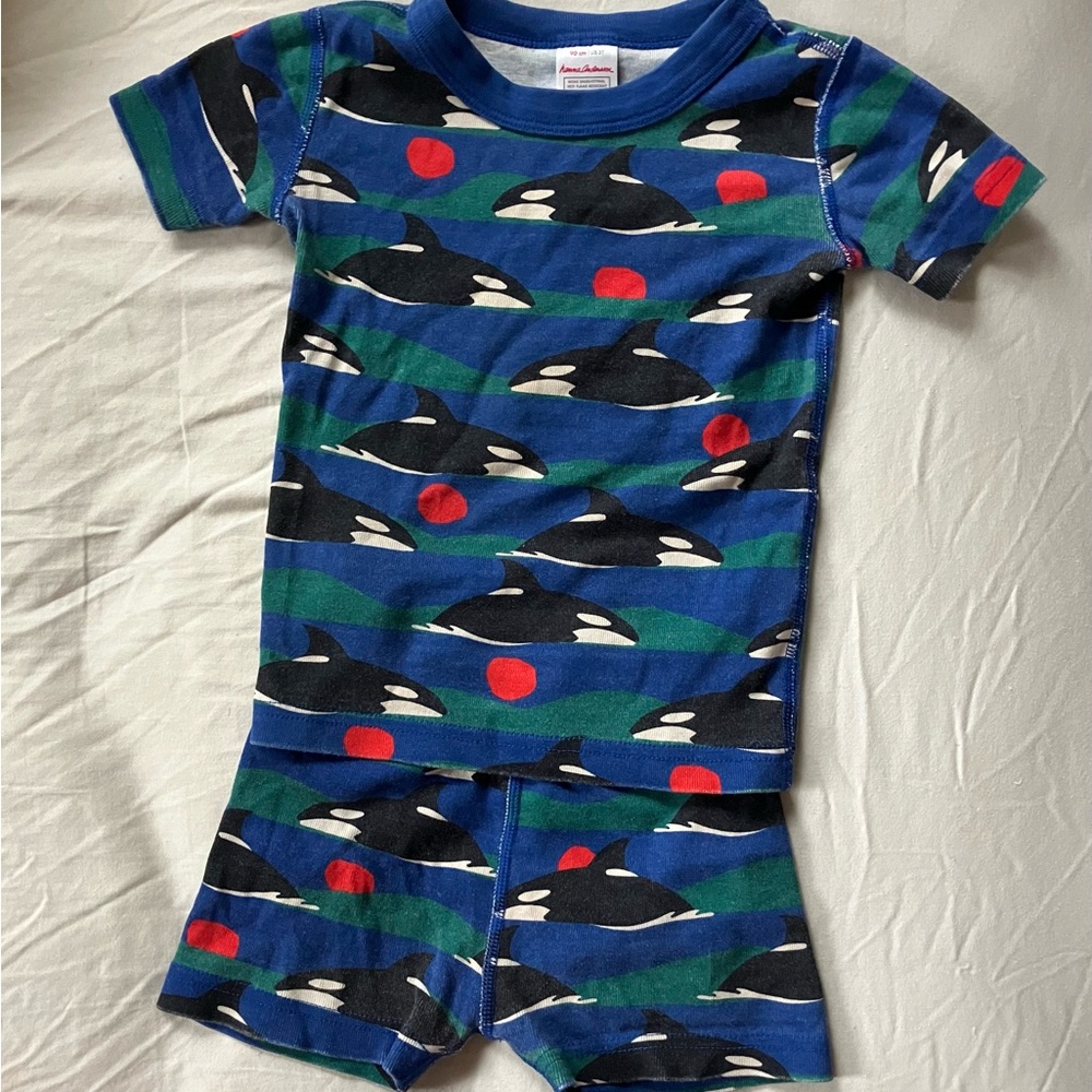 Hanna Andersson Orca Print Pajama Set - Blue and Red